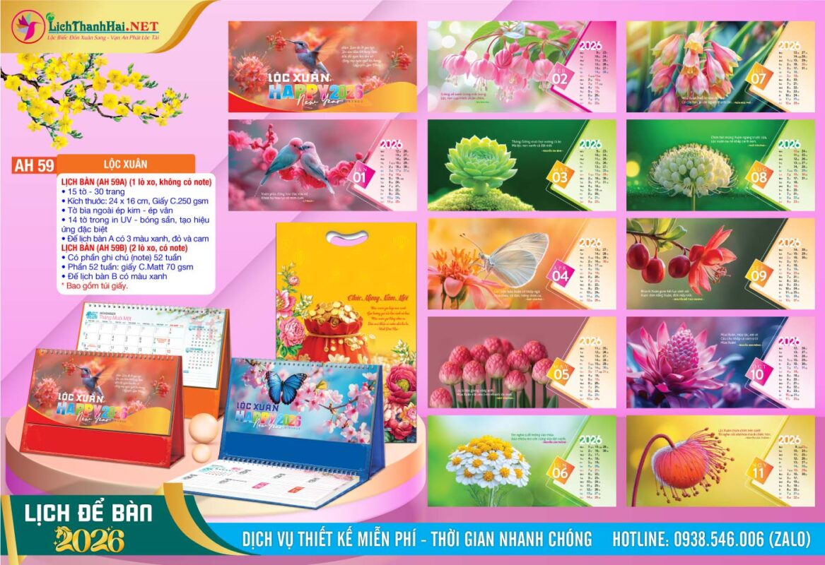 Lịch Để Bàn An Hảo 2027 - Nét Đẹp Bàn Làm Việc 42 Lịch Để Bàn A & M (24x16cm) | Mã Số: AH59 - Lộc Xuân