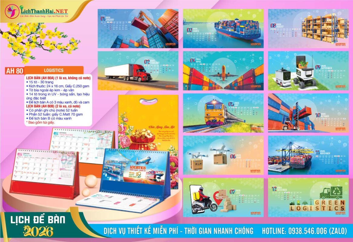 Lịch Để Bàn An Hảo 2027 - Nét Đẹp Bàn Làm Việc 60 Lịch Để Bàn A & M (24x16cm) | Mã Số: AH80 - Logistics