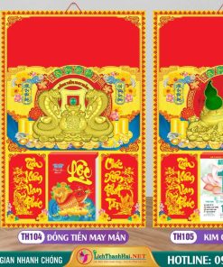 Bìa Đại (40x60cm) Dán Nổi - TH104 - Đồng Tiền May Mắn 4 Bìa Đại (40x60cm) Dán Nổi - MS: TH104 - Đồng Tiền May Mắn + TH105 - Kim Quy Phú Quý