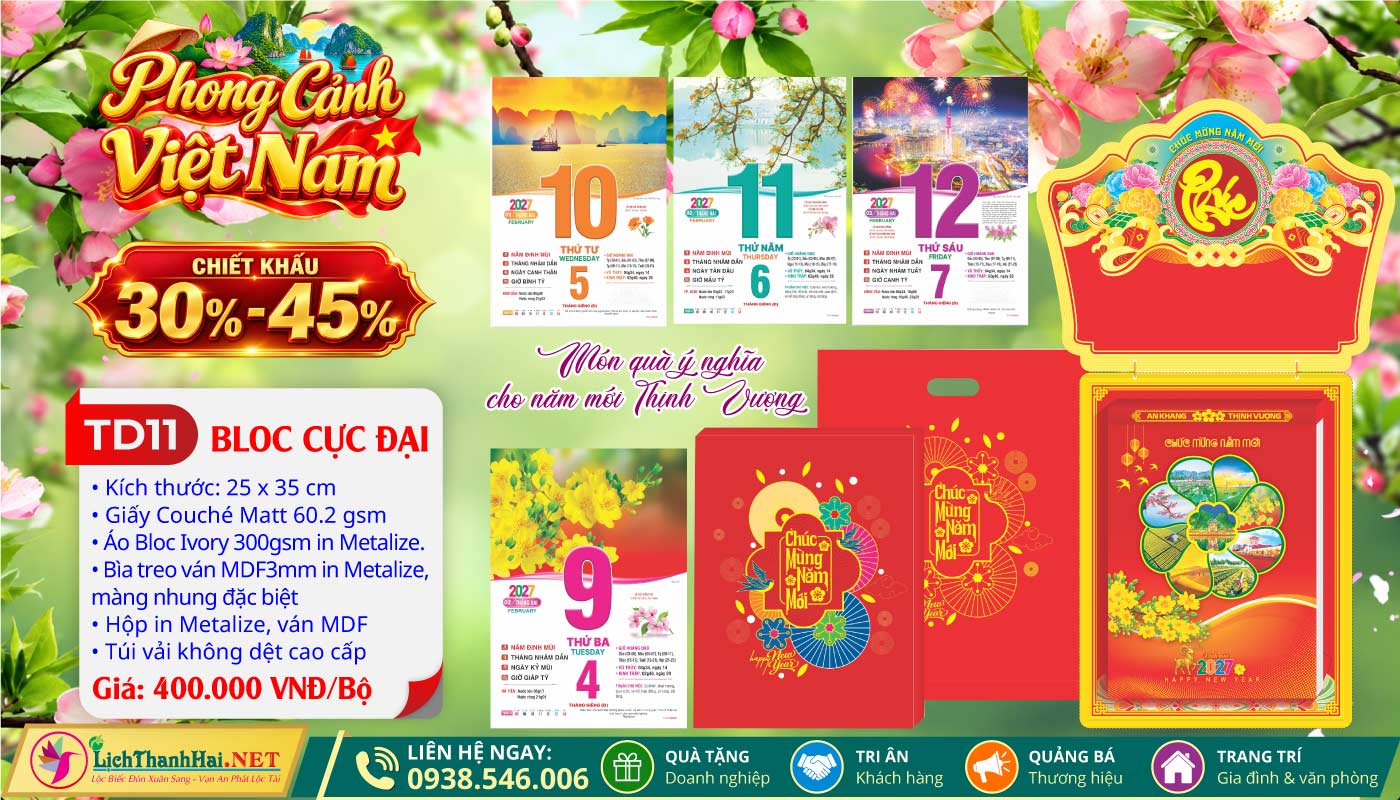 Bloc Cực Đại (25x35) Trọn Bộ 2027 40 Bloc Cực Đại (25x35cm) | Mã Số: TD11 - Phong Cảnh Việt Nam (Đầu Treo Chữ Phúc)