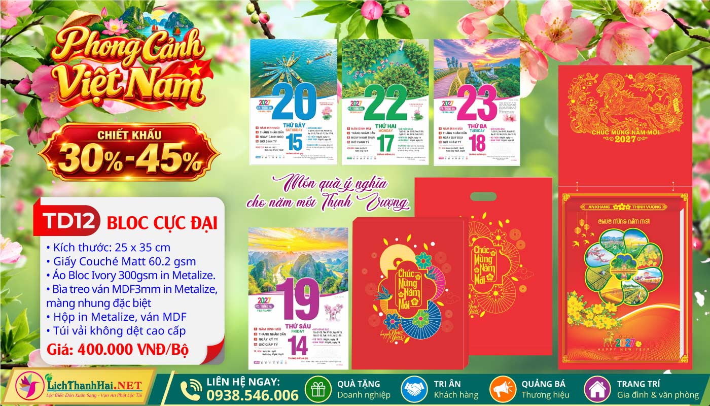 Bloc Cực Đại (25x35) Trọn Bộ 2027 41 Bloc Cực Đại (25x35cm) | Mã Số: TD12 - Phong Cảnh Việt Nam (Đầu Treo Đinh Mùi Cát Tường)