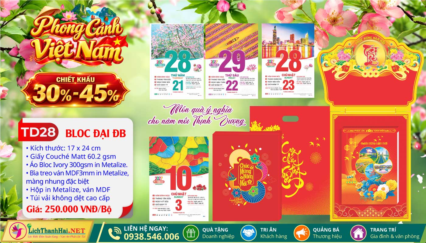 Bloc Siêu Đại Đặc Biệt 17x24 Trọn Bộ 2027 26 Bloc Đại Đặc Biệt (17x24cm) | Mã Số: TD28 - Phong Cảnh Việt Nam