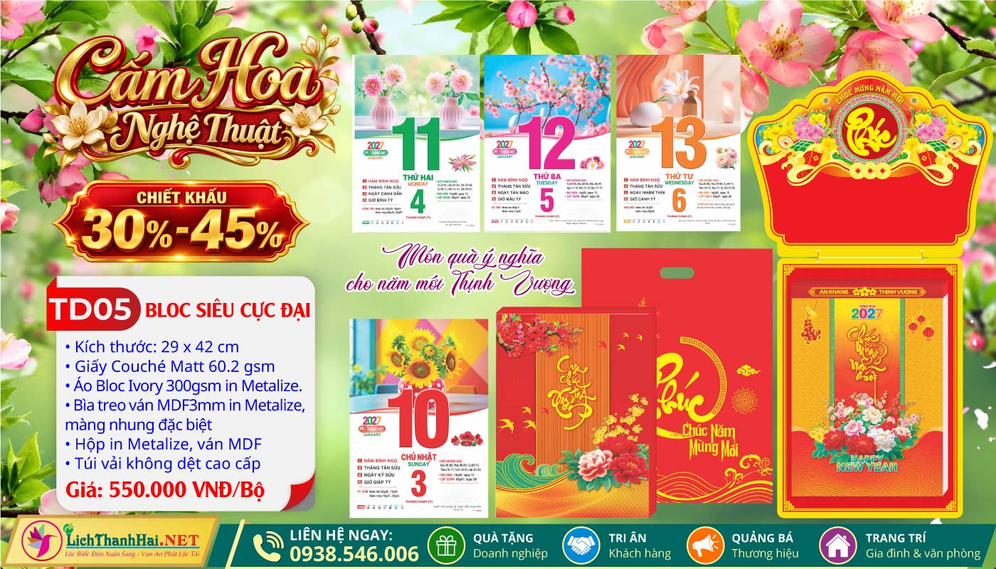 Bloc Siêu Cực Đại (30x40) Trọn Bộ 2027 35 Bloc Siêu Cực Đại (29x42cm) | Mã Số: TD05 - Cắm Hoa Nghệ Thuật (Đầu Treo Chữ Phúc)