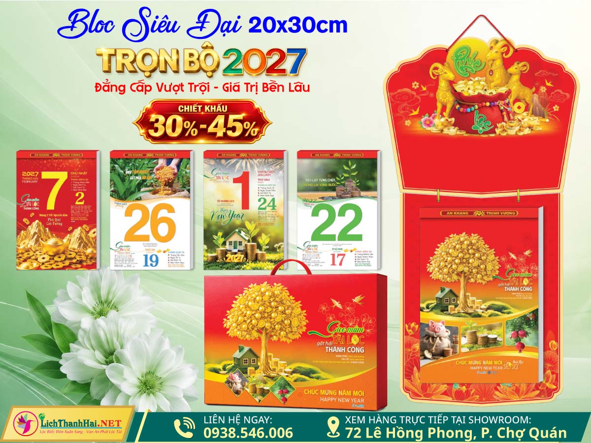 Lịch Bloc Siêu Đại (20x30) Trọn bộ 2027 24 Bộ Bloc Siêu Đại 20x30 lichthanhhai