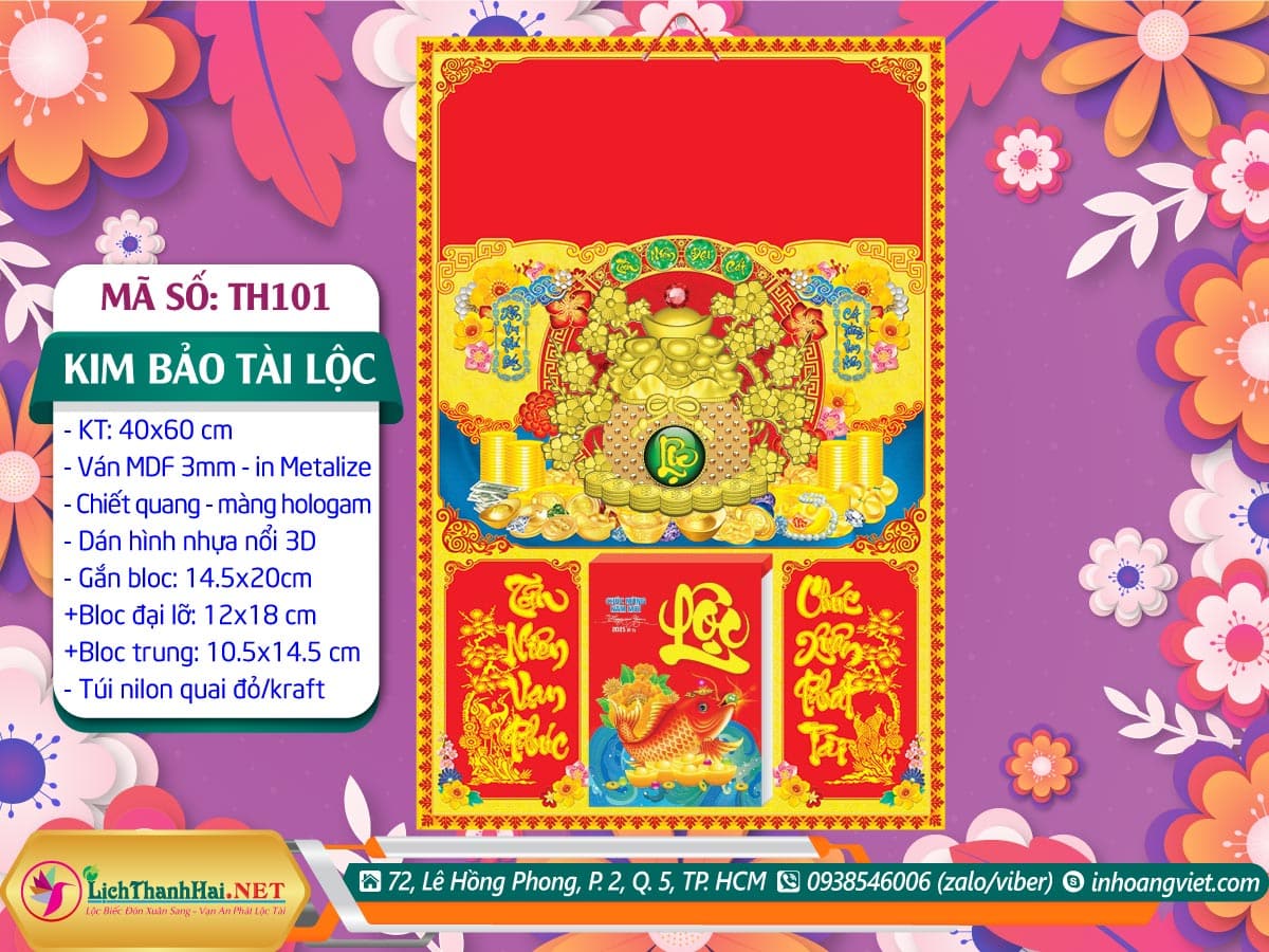 Bìa Đại (40x60cm) Dán Nổi - TH101 - Kim Bảo Tài Lộc 9 Bìa Đại (40x60cm) Dán Nổi | MS: TH101 - Kim Bảo Tài Lộc