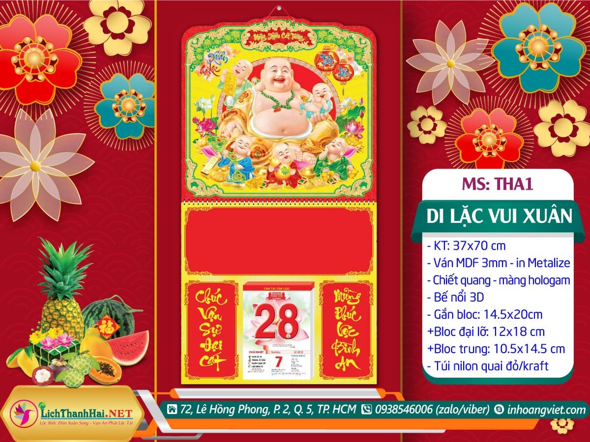Mã Số: THA1 | Bìa Lò Xo Giữa (37x70cm) Bế Nổi - Di Lặc Vui Xuân 7 Bìa Lò Xo Giữa (37x70cm) Bế Nổi - Di Lặc Vui Xuân