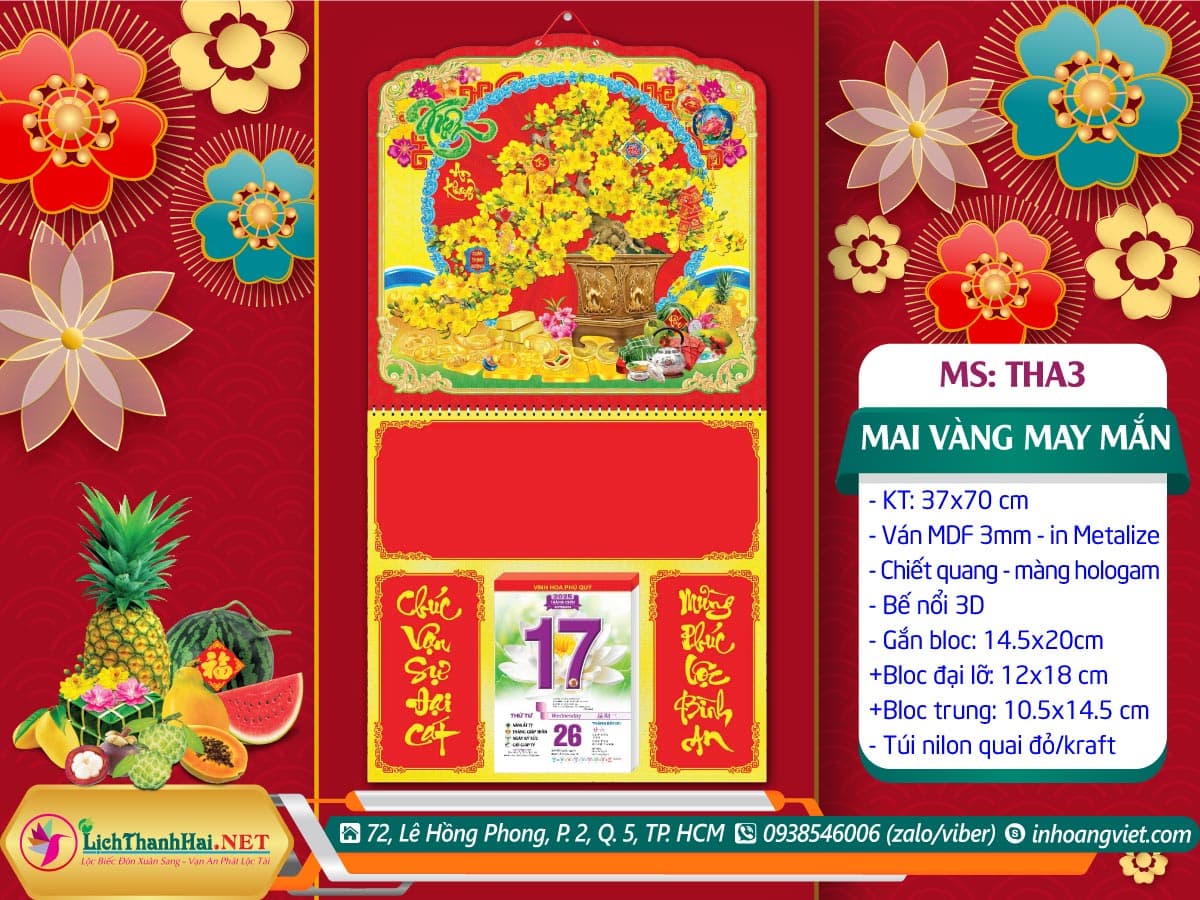 Mã Số: THA3 | Bìa Lò Xo Giữa (37x70cm) Bế Nổi - Mai Vàng May Mắn 9 Bìa Lò Xo Giữa (37x70cm) Bế Nổi - Mai Vàng May Mắn