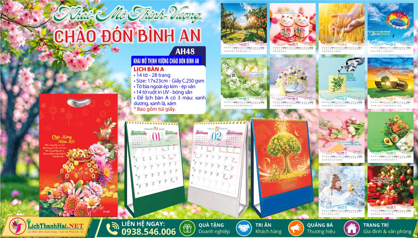 Lịch Để Bàn An Hảo 2027 - Nét Đẹp Bàn Làm Việc 33 Lịch Để Bàn A (17x23cm) | Mã Số: AH48 - Khai Mở Thịnh Vượng Chào Đón Bình An