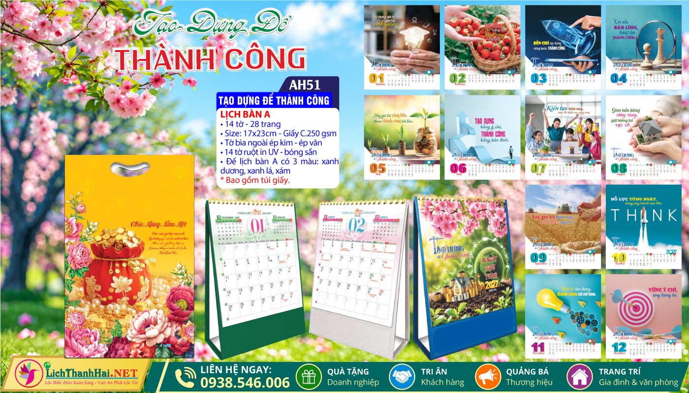 Lịch Để Bàn An Hảo 2027 - Nét Đẹp Bàn Làm Việc 34 Lịch Để Bàn A (17x23cm) | Mã Số: AH51 - Tạo Dựng Để Thành Công