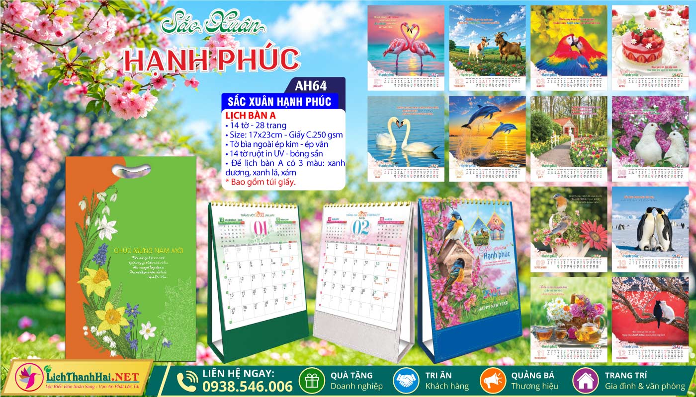 Lịch Để Bàn An Hảo 2027 - Nét Đẹp Bàn Làm Việc 35 Lịch Để Bàn A (17x23cm) | Mã Số: AH64 - Sắc Xuân Hạnh Phúc