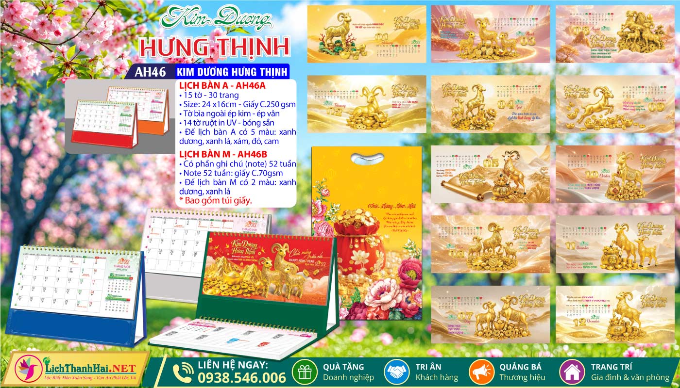 Lịch Để Bàn An Hảo 2027 - Nét Đẹp Bàn Làm Việc 37 Lịch Để Bàn A & M (24x16cm) | Mã Số: AH46 - Kim Dương Hưng Thịnh